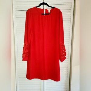 H&M Shift Dress Lace Cutout Balloon Sleeves